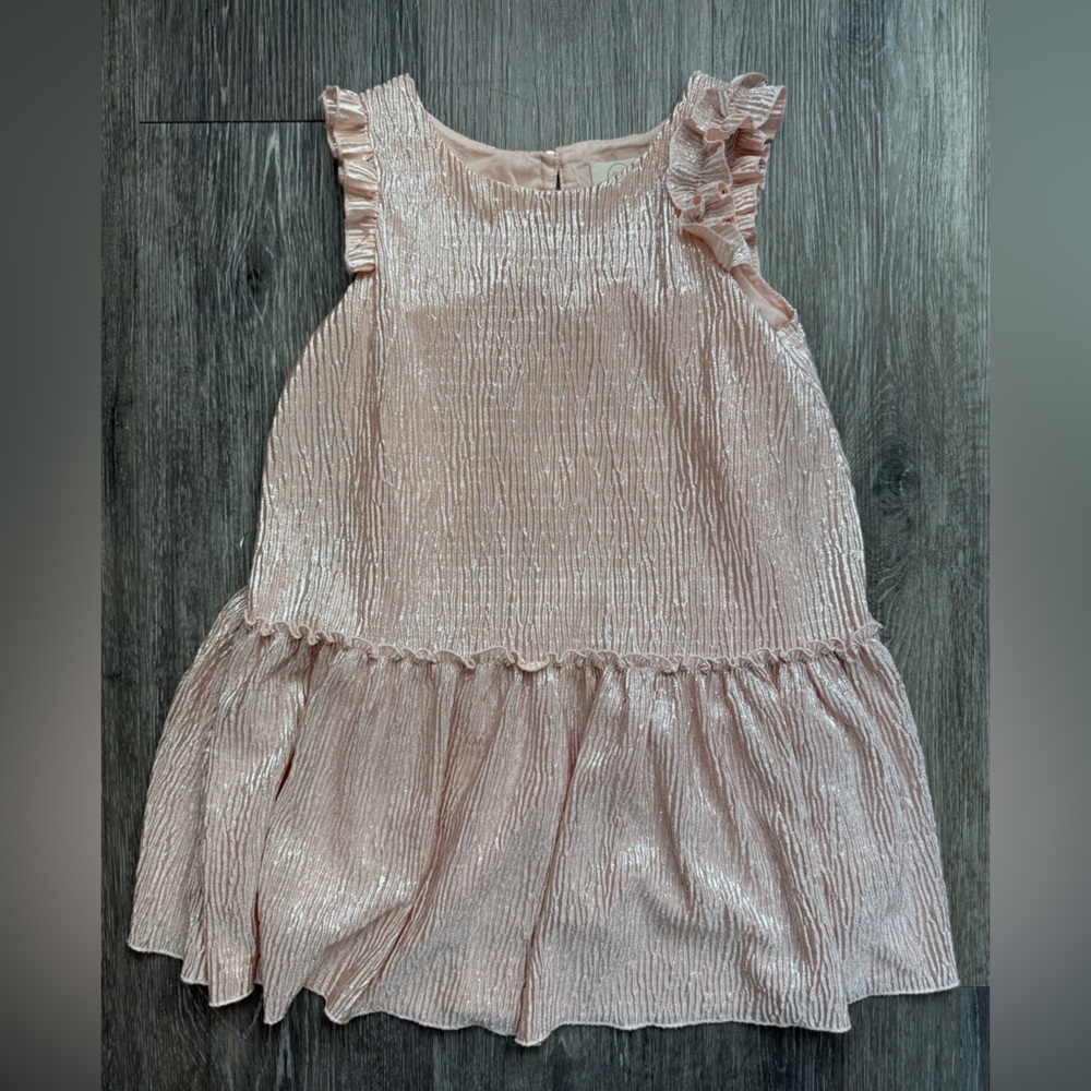 EUC Peek Metallic Rose Gold Party Dress